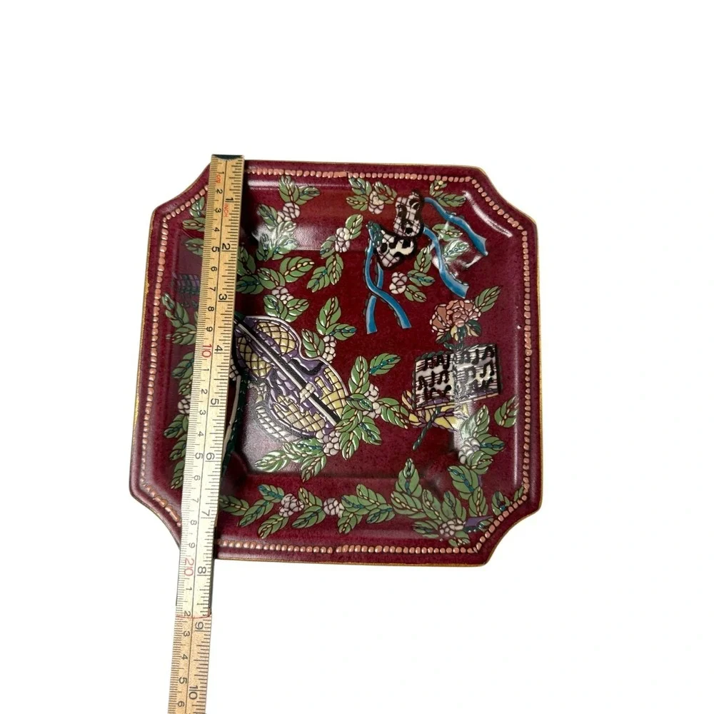 Andrea by Sadek Plate Burgundy Violin Music Notes‎ Grandmillenial Vintage 8